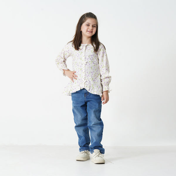 Printed Frilled Top